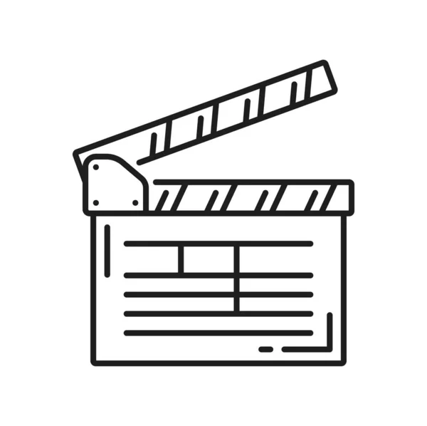 Clapper Board Isolated Film Production Desk Outline Icon Vector Movie — Stock Vector