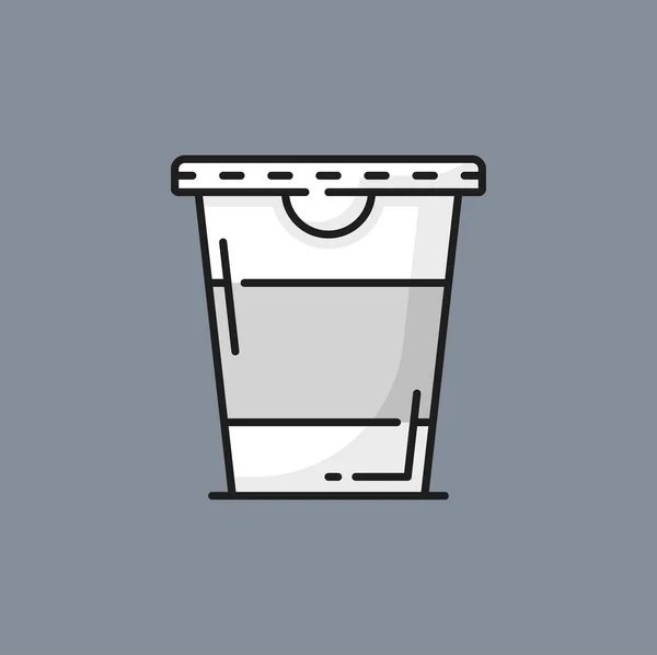 持ち帰り用のファーストフード飲料 プラスチックまたはガラス容器の独立したカラーラインアイコンでテイクアウトドリンク ベクトルホットドリンクパッケージモックアップ 蓋付きコーヒーカップ — ストックベクタ