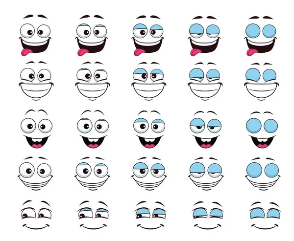 Cartoon Face Blink Laugh Giggle Eye Animation Vector Happy Smiling — Stock Vector