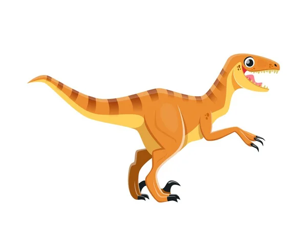 Cartoon Velociraptor Personnage Dinosaure Animal Préhistorique Créature Animalière Ancienne Dinosaure — Image vectorielle