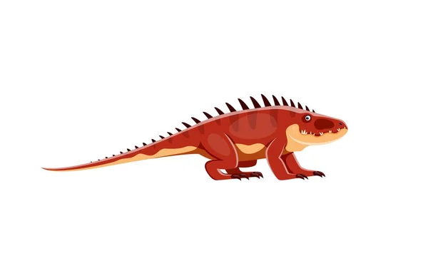 卡通片 中的恐龙角色三叠纪的动物或蜥蜴 古生物怪物或爬行动物隔离了病媒的滑稽人物 有脊椎尖的三叠纪灭绝捕食生物 — 图库矢量图片