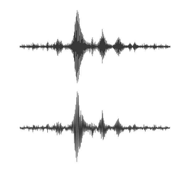 地震地震計波 地震計 ベクトルマグニチュード周波数 地震計の波形 音の振幅と地震振動計の図波 — ストックベクタ