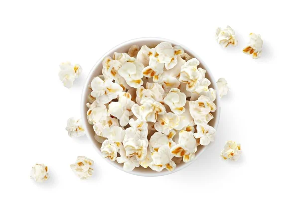 Popcorn Eimer Von Oben Gesehen Realistischer Vektor Popcorn Papiereimer Oder — Stockvektor