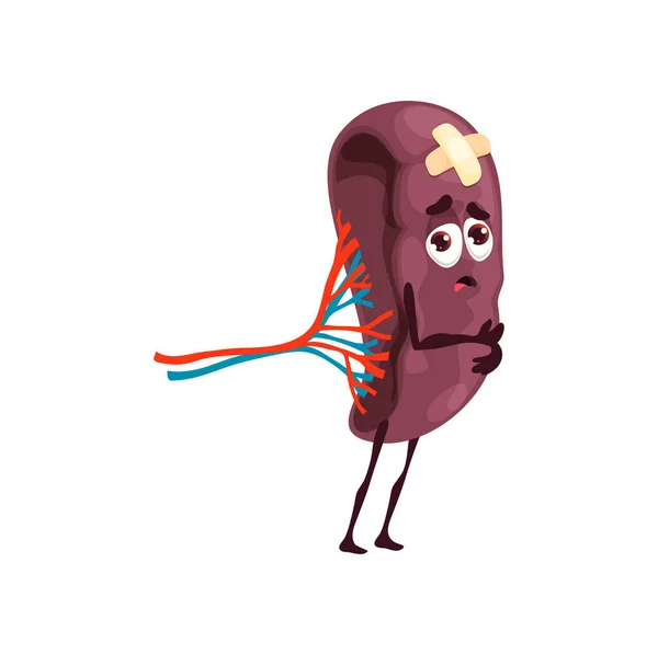 Spleen Sick Body Organ Character Cartoon Vector Diseased Anatomical Personage — Stock Vector