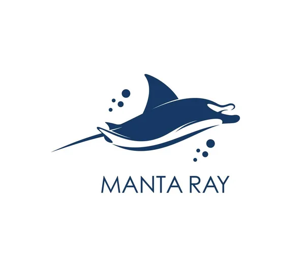 Ikona Manta Ray Zwierząt Płaszczka Lub Żądło Ryby Promień Fali — Wektor stockowy