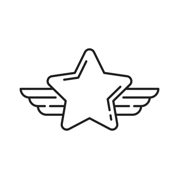 天使の翼の独立したアウトラインアイコンとゴールデンスター賞の金のプラーク ベクトルランキングの最高品質の記号 優れたサービス 達成黄金のトロフィー — ストックベクタ