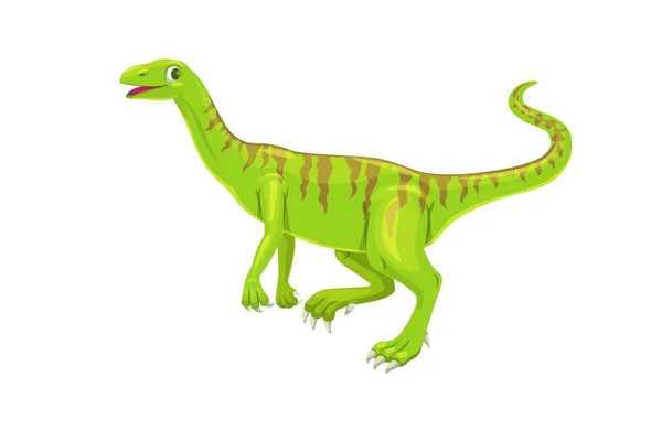 Caricature Personnage Dinosaure Elaphrosaurus Isolated Vector Genus Ceratosaurian Theropod Dino — Image vectorielle