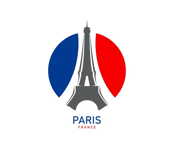 巴黎埃菲尔铁塔上有法国国旗图标 法国旅游地标 矢量符号 巴黎埃菲尔铁塔是法国时装店 餐馆或高档服装店的标志 也是巴黎文化的标志 — 图库矢量图片