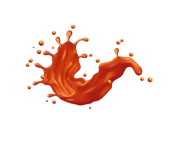 Caramel Sauce Wave Swirl Splash Melted Toffee Candy Vector Sweet — Stock Vector
