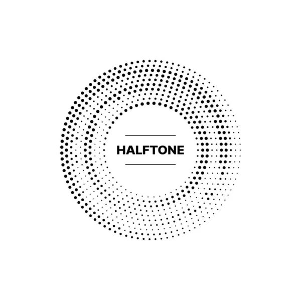 Halftone Circle Pattern Frame Vector Border Black Dots Geometric Shape — Stock Vector