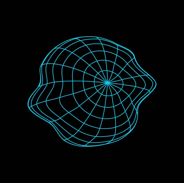 線メッシュ 格子Webデザイン要素で作成された多角形のオーブ 未来的な球状フレーム デジタルワイヤーフレーム球状オブジェクト — ストックベクタ