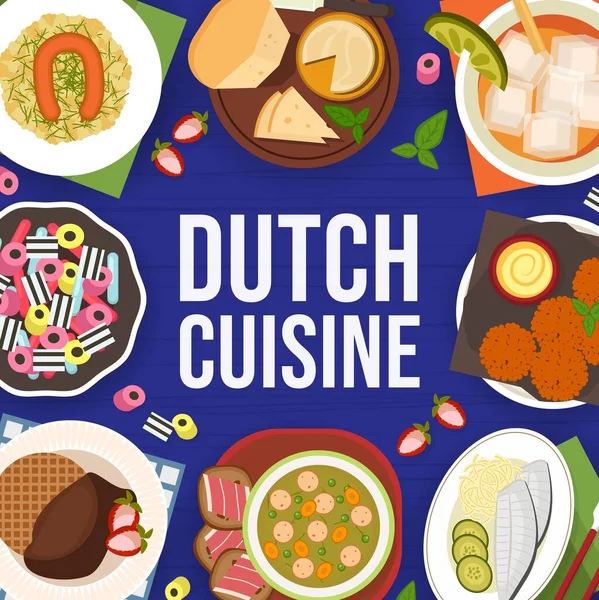 Dutch Cuisine Menu Cover Restaurant Dishes Meals Dishes Meals Netherlands — Stock Vector
