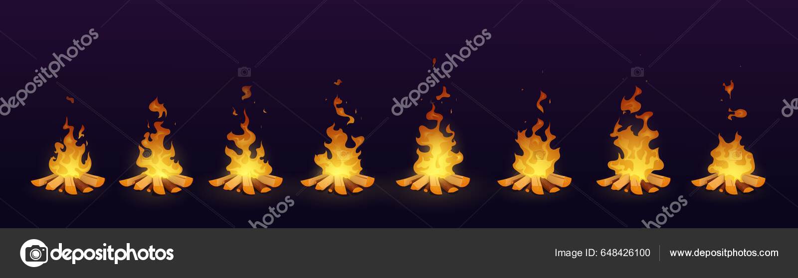 Bonfire Animation Fire Flame Cartoon Animated Sprite Vector