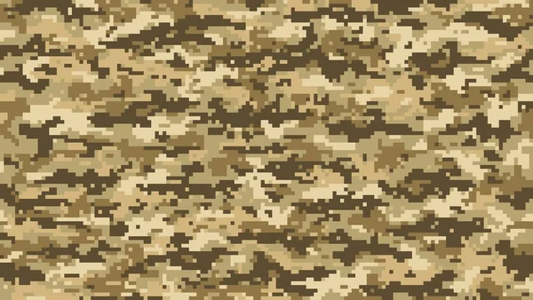 茶色の砂 ピクセル軍事迷彩パターンやカーキの背景 ベクトル軍の迷彩 兵士弾薬や軍事制服の印刷のための砂漠茶色の砂のモザイクデジタルピクセル迷彩パターン — ストックベクタ