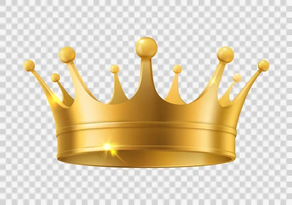 Gerçekçi Altın Taç Kral Kraliçe Asil Kişi Altın Başlık Hükümdar — Stok Vektör