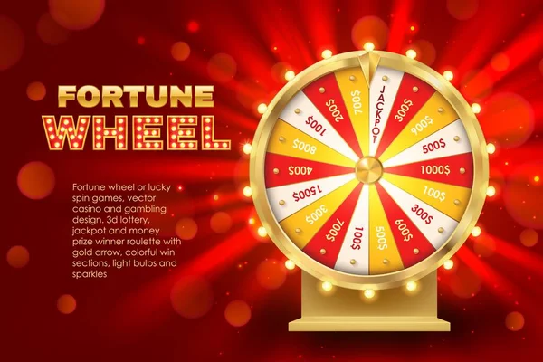 Fortune Roda Memutar Banner Vektor Roulette Emas Realistis Dengan Sektor - Stok Vektor
