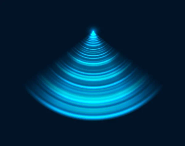 Radar Sonar Sensor Golf Signaal Geluid Scanner Vector Blauw Licht — Stockvector