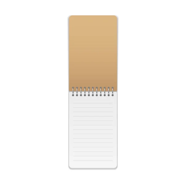 Cuaderno Maqueta Vector Realista Abierto Vertical Copybook Blanco Con Espiral — Vector de stock