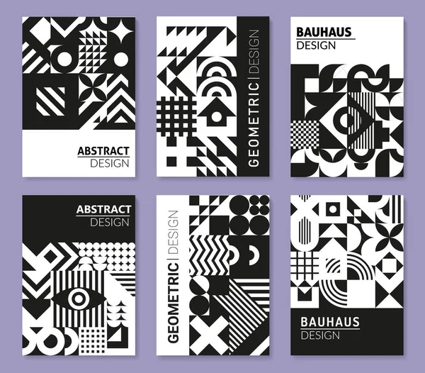 Geometrische Monochrome Bauhaus Abstracte Posters Vector Moderne Geometrische Achtergronden Bauhaus — Stockvector