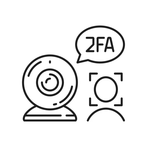 2Fa 2要素認証とアクセス認証アイコン ベクトル生体認証顔認識 2Fa 2段階認証またはMfaマルチファクター認証とユーザーId検証のアウトラインアイコン — ストックベクタ