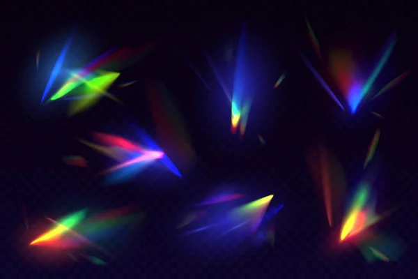 Prism Light Diamant Edelstein Kristall Oder Regenbogenglanz Optische Linsenbrechung Fackeln — Stockvektor