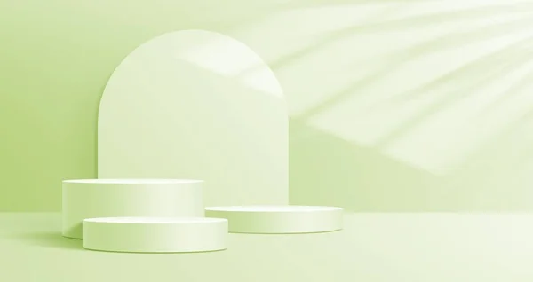 Fıstık Yeşili Podyum Modeli Sergi Galerisi Temiz Platform Stüdyo Vitrini — Stok Vektör