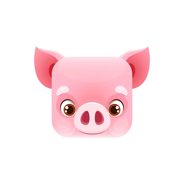 Cara Animal Cuadrada Cerdo Dibujos Animados Kawaii Lindo Pequeño Cerdo — Vector de stock