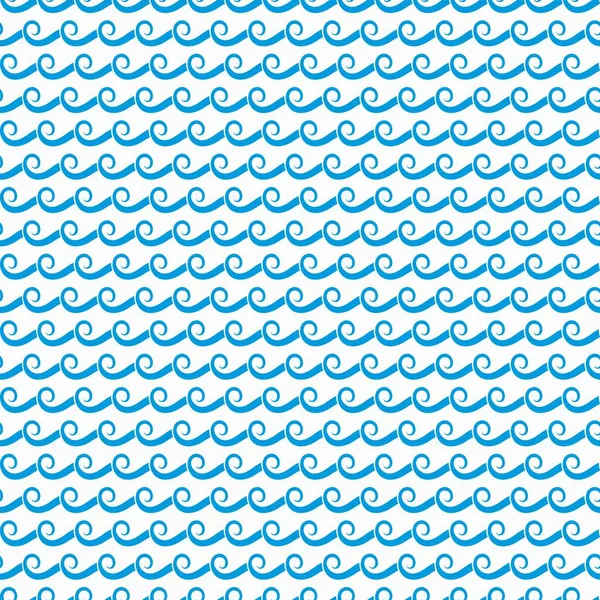 Sea Ocean Blue Waves Seamless Pattern Water Flow Lines Vector — Stock Vector