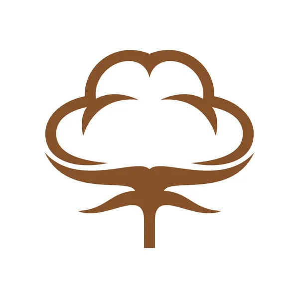 Icona Emblema Cotone Targa Pittogramma Tessuto Morbido Produzione Fibre Ecologiche — Vettoriale Stock