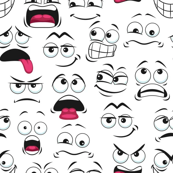 Cartoon Traurig Emoji Gesichter Nahtlose Muster Kichern Lächeln Emoticons Vektorhintergrund — Stockvektor