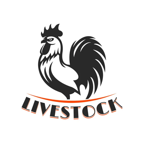 Ikon Pertanian Dan Ayam Jantan Lambang Hewan Ternak Dan Unggas - Stok Vektor
