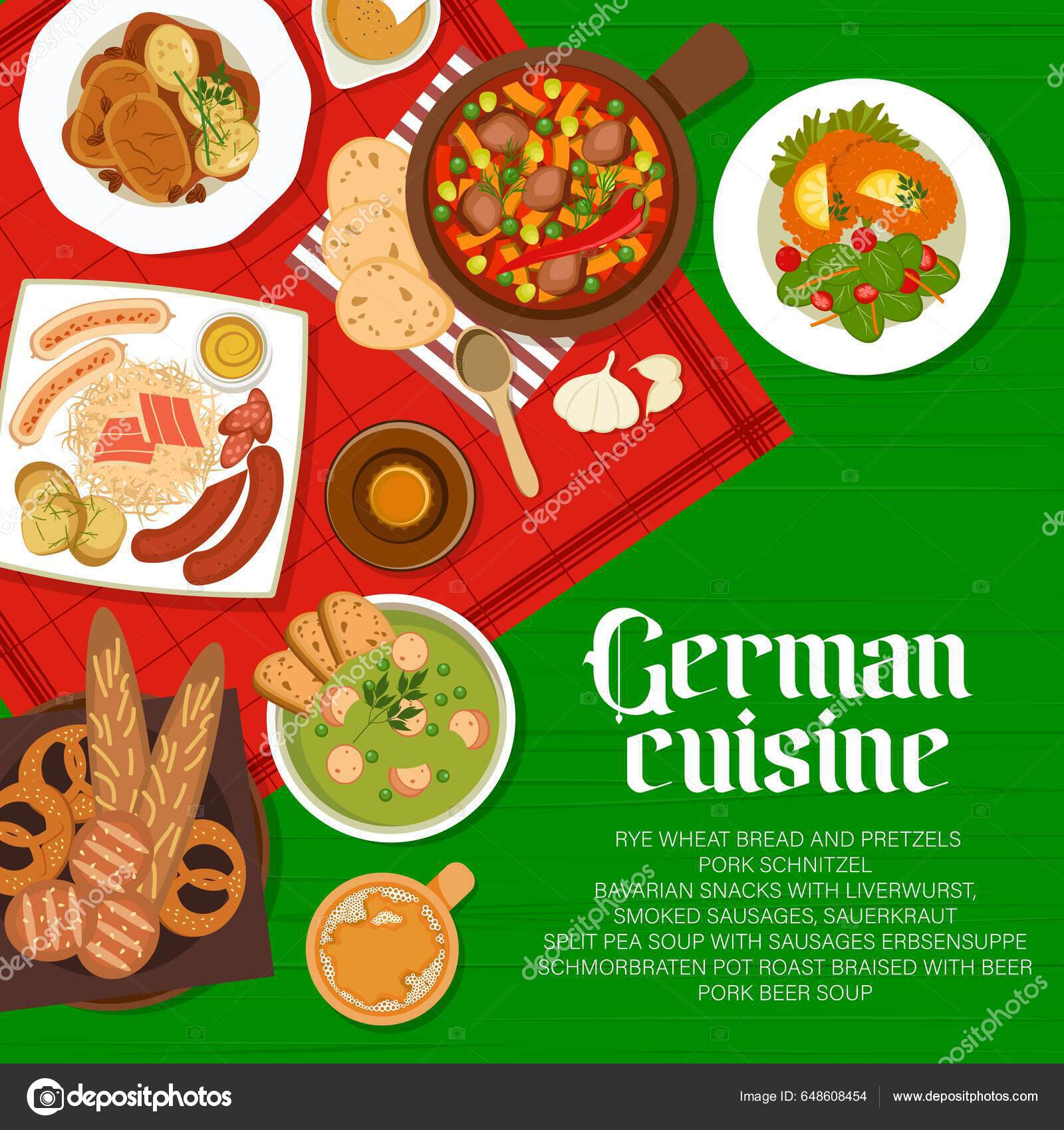 German Cuisine Menu Cover Food Meals Dishes Germany Vector German Stock  Vector by ©Seamartini 648608454