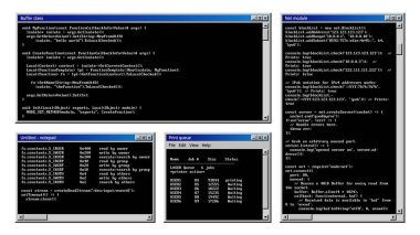 Klasik PC yazılım pencereleri arayüzü. Kodlama süreci ve bilgisayar kontrol sistemlerine sahip eski program masaüstü çerçevelerini yönlendir. Retro kullanıcı veya programcı arayüzü siyah sekme ekranları, dijital teknoloji