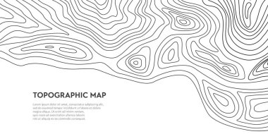 Topografik harita ızgarası, dağlık arazi hatlarının rahatlama hatları, vektör topoğrafyası. Coğrafi rahatlama dokusuna sahip topografik harita ve coğrafya için arazi manzarası çizimi