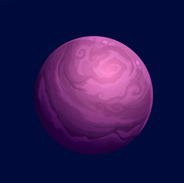 ファンタジー銀河世界の漫画の巨大な紫色の宇宙惑星 ベクトルエイリアン宇宙地球 銀河ゲーム 幻想的なエイリアンの地球や宇宙の空の月の惑星のためのクレーターを持つ紫色の惑星や大きな小惑星 — ストックベクタ