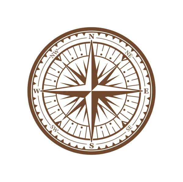 Rosa Dei Venti Bussola Vintage Segno Navigazione Nautica Medievale Simbolo — Vettoriale Stock