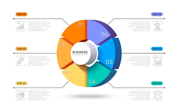 Business Infographic Vector Circle Pie Chart Informative Diagram Corporate Processes — Stock Vector