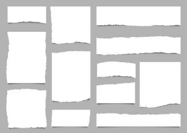Белые Разорванные Бумажные Кусочки Края Листа Записной Лом Страницы Блокнота — стоковый вектор