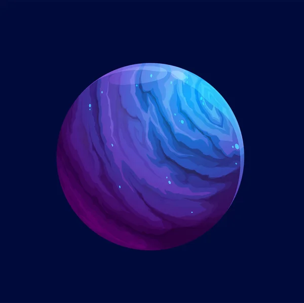 Cartoon Fantasy Blue Violet Space Planet Vektor Galaxie Spiel Icon — Stockvektor