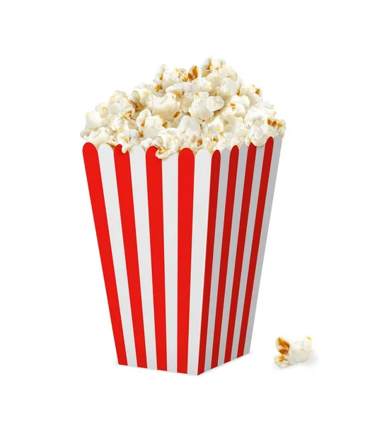 Gestreepte Popcorn Doos Container Geïsoleerde Vector Emmer Met Pop Maïs — Stockvector