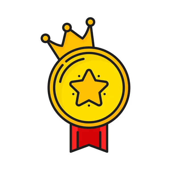 Médaille Avec Étoile Rang Ruban Couronne Prix Gagnant Cote Qualité — Image vectorielle