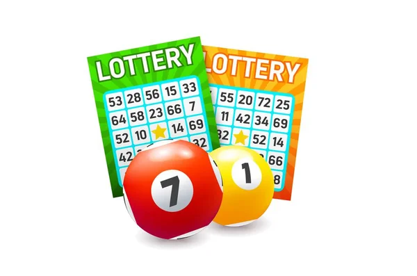 Bingo Lotre Dan Bola Terisolasi Vektor Tiket Lotre Game Untuk - Stok Vektor