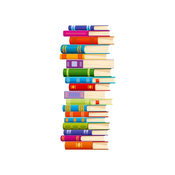 High Book Stack School Literature Reading Novel Best Sellers Heap — Stock Vector