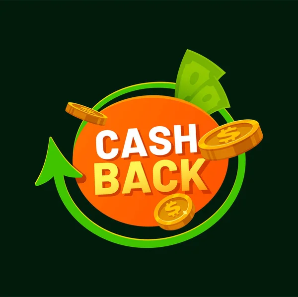 Cashback Refund Discount Special Offer Money Coins Sign Vector Rebate — Stock Vector
