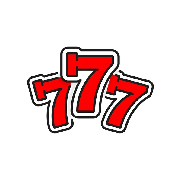 中奖标志 7号好运投注和老虎机彩线图标 向量幸运七分组合777赌场元素幸运游戏符号 — 图库矢量图片