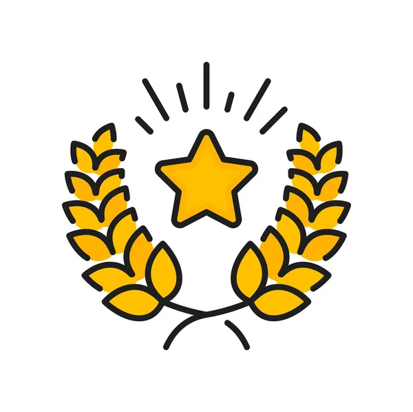 Gold Star Laurel Wreath Vector Icon Special Benefits Reward Exclusive — Stock Vector