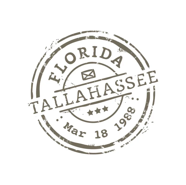 Tallahassee Florida Affrancatura Timbro Postale Gomma Emblema Consegna Postale Vettoriale — Vettoriale Stock
