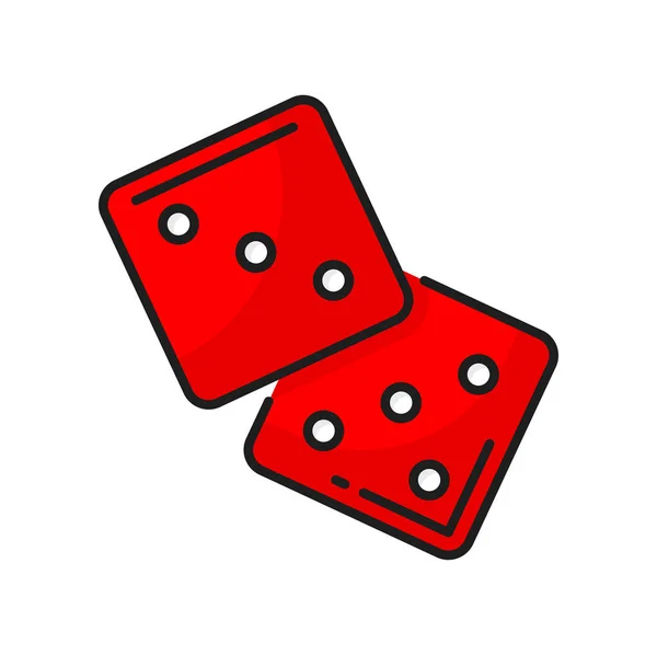 Dvojice Červených Kostek Izolovaný Objekt Vektorové Hazardní Hry Ikona Barevné — Stockový vektor