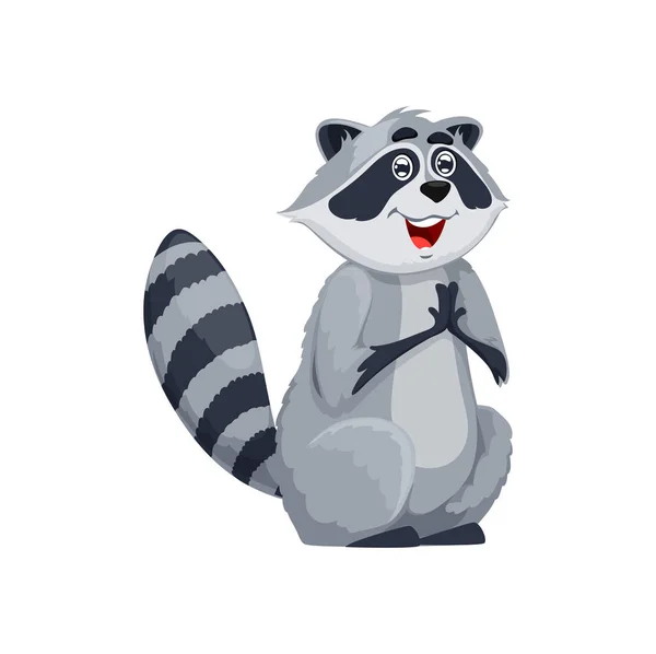 Cartoon Laughing Raccoon Character Isolated Vector Wild Mammal Animal Express — Stock Vector