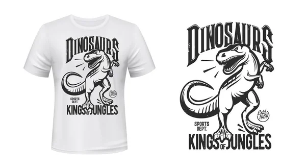 Tyranozaur Rex Rex Dinozaur Król Dżungli Shirt Wzór Wektor Druku — Wektor stockowy